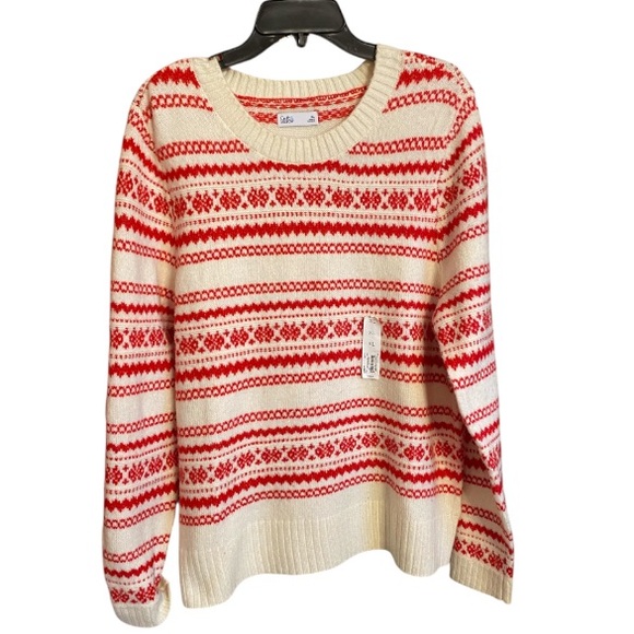 Croft & Barrow Red and Cream Women's Sweater NWT Size XL - Picture 1 of 6
